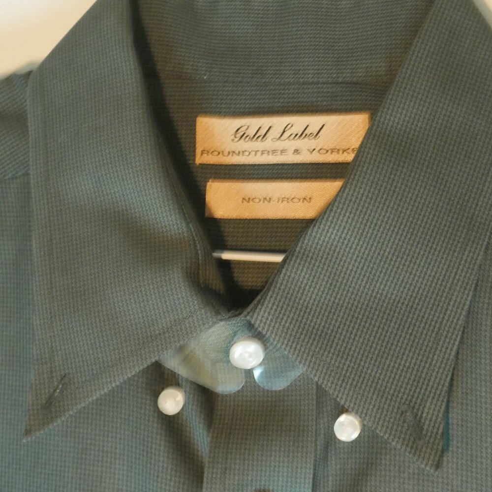 Roundtree & York Gold Label Non-Iron Long Sleeve Shirt Mens 100% Cotton Olive